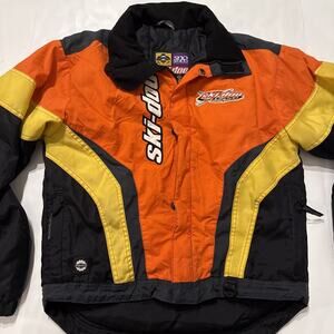Vtg skidoo jacket Youth size 16 Racing Team Orange Black Bombardier Snowmobile